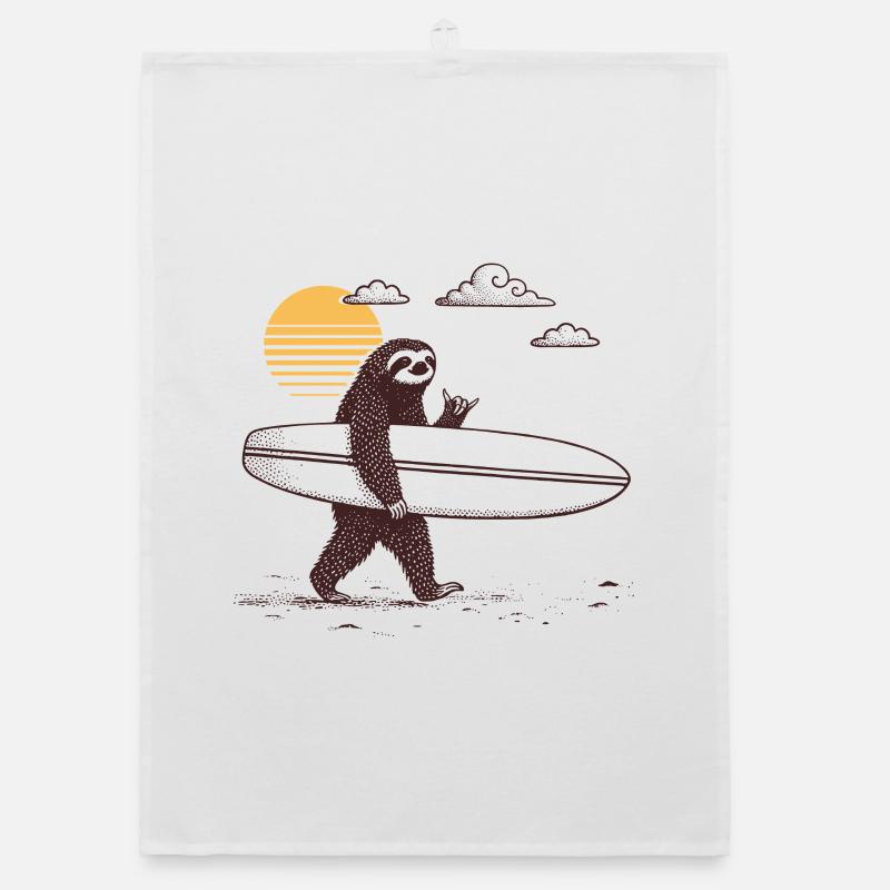 Chaka Surfer Sloth Organic dish towel