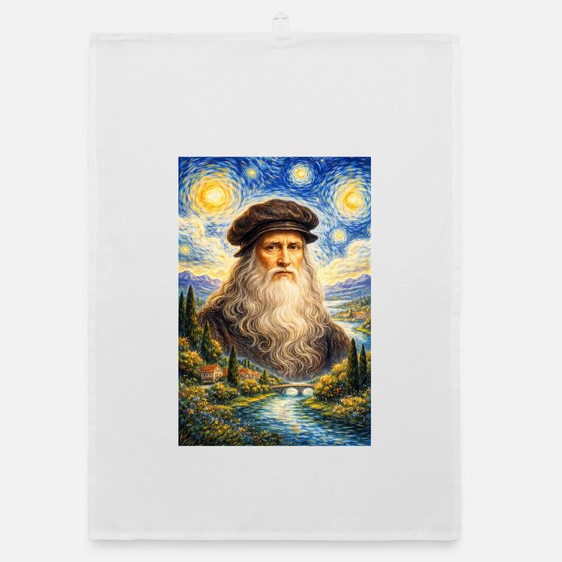 Leonardo da Vinci Starry Night Organic dish towel