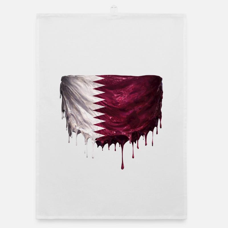 Drapeau du Qatar dans un graffiti tombé Torchon bio