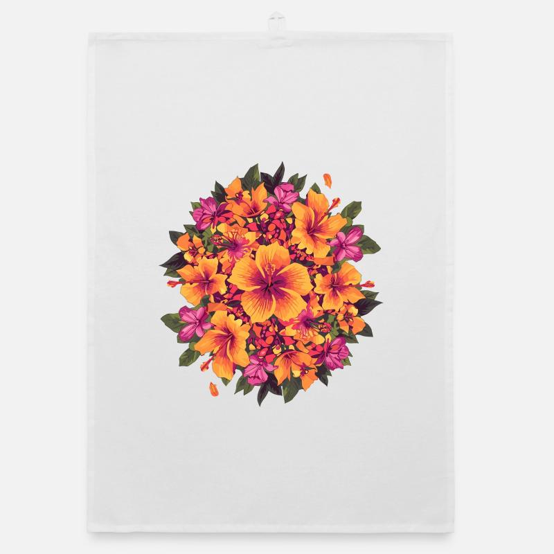 Tropical Hibiscus Circle Organic dish towel