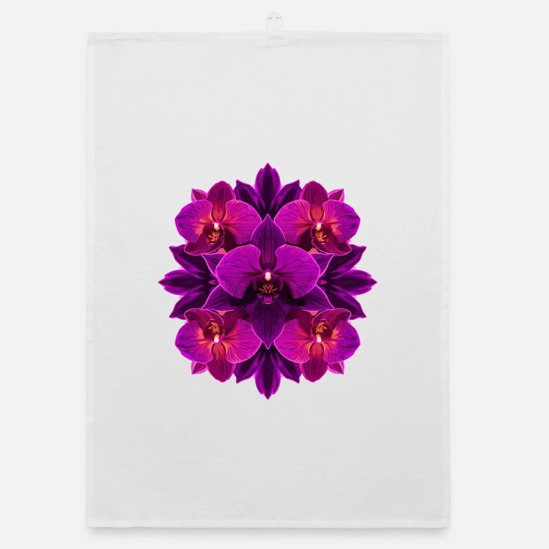 Mandala Orchidée Lumière Pourpre Torchon bio