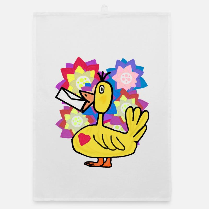 Fleurs de canard Salutations d’anniversaire Fleurs de canard Torchon bio