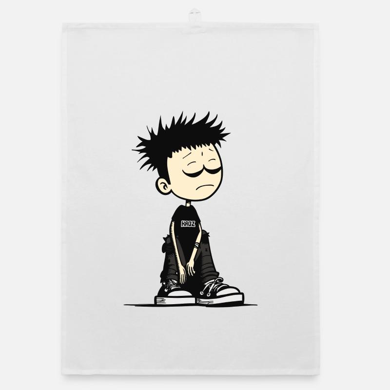 Verschlafenes Emo-Kinder-Cartoon-Tee Organic Geschirrtuch