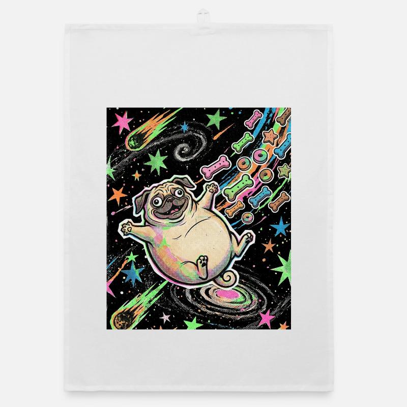 Thick Space Pug Organic dish towel