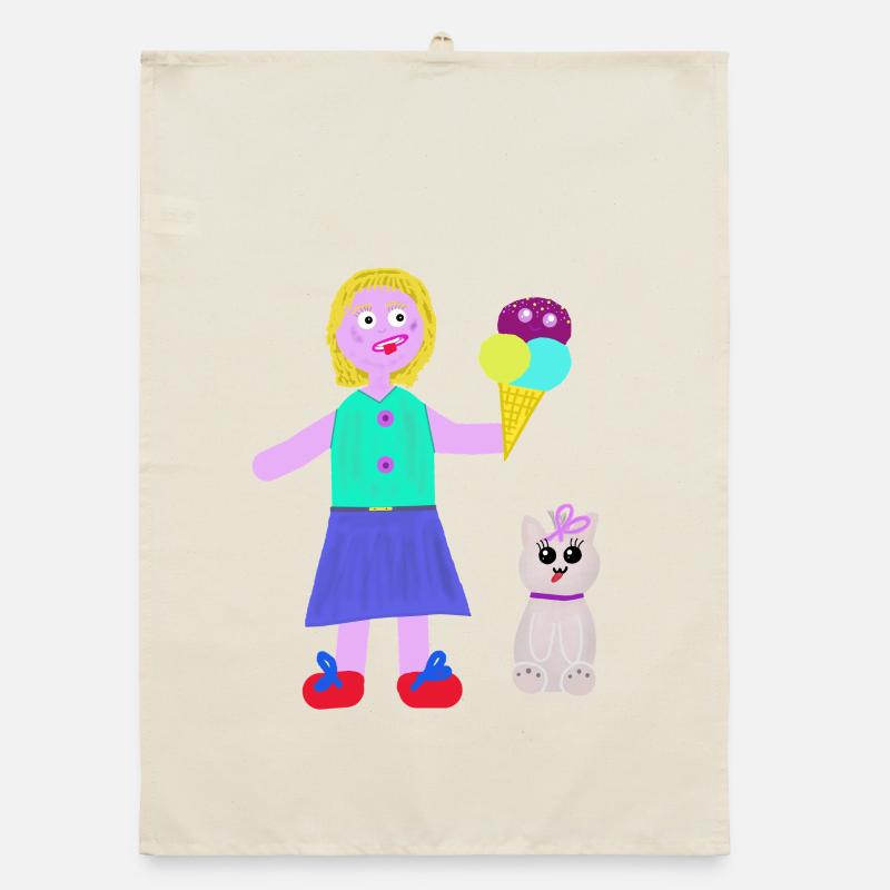 Eiscreme-Mädchen Eiscreme Eiswaffel Organic dish towel