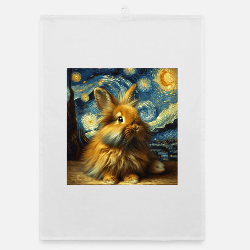 Dwarf Rabbit Starry Night Organic dish towel