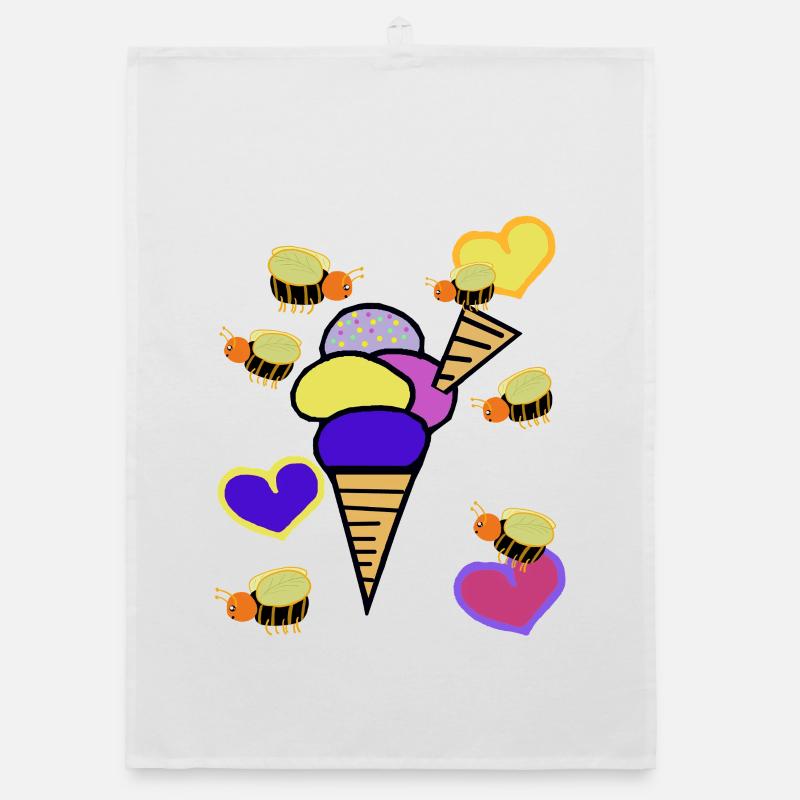 Retro Eis Eiskrem Eiscreme Bienen Organic Geschirrtuch