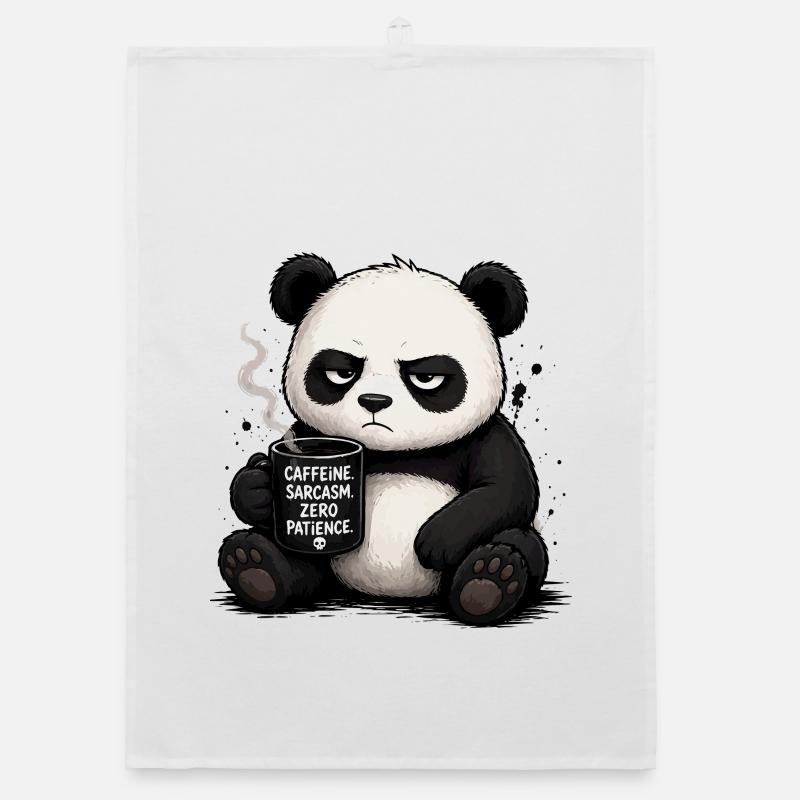 Coffee panda with sarcasm Organic dish towel