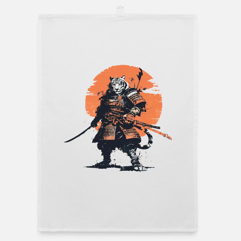 Tiger-Samurai in Ember Moon Organic Geschirrtuch