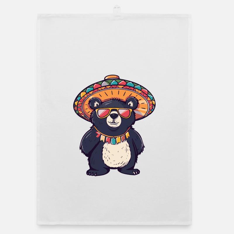Bear Comic Funny Sombrero Organic dish towel