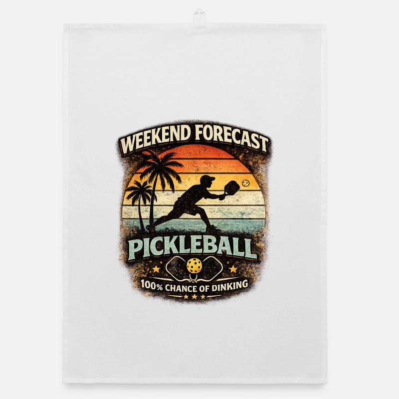 Weekend Forecast Pickleball funny saying Organic dish towel