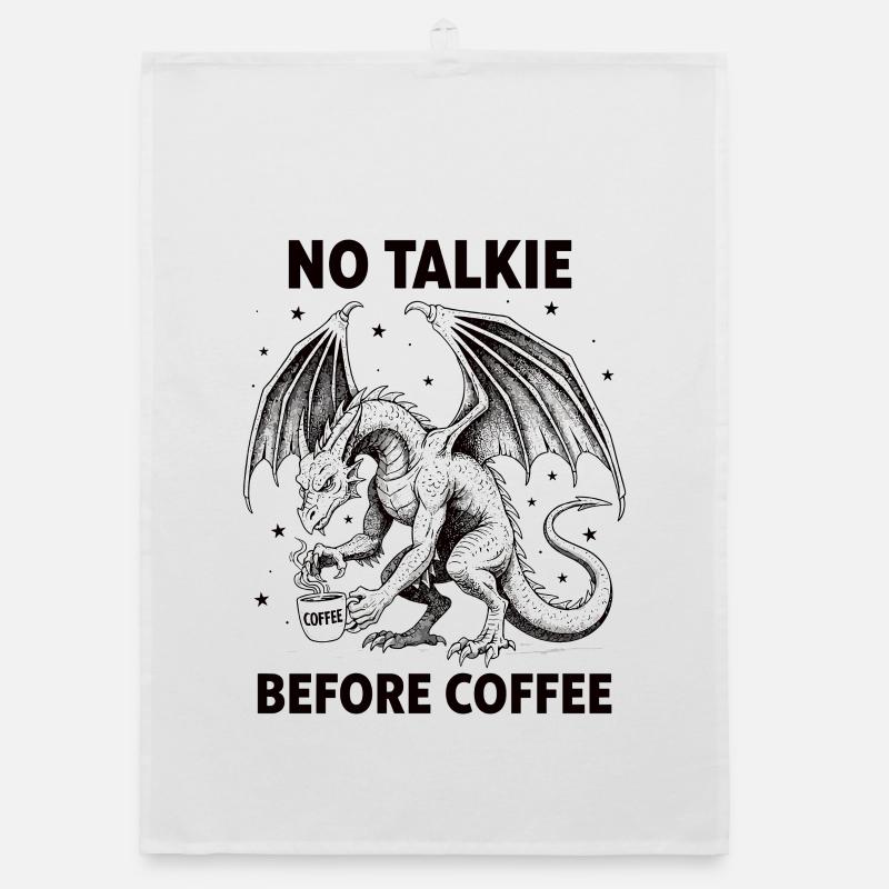 No Conversation Before Coffee Lover Dragon Organic dish towel