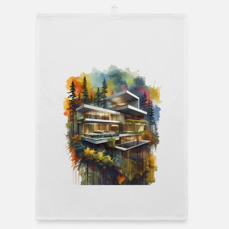 Villa de luxe aquarelle dans la forêt Torchon bio