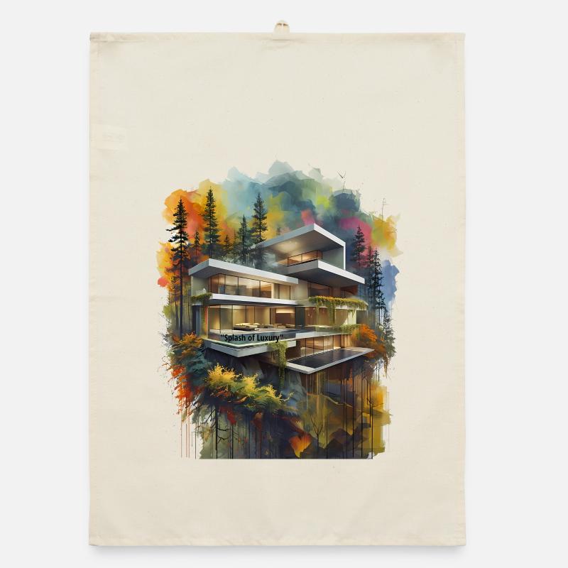 Villa de luxe aquarelle dans la forêt Torchon bio