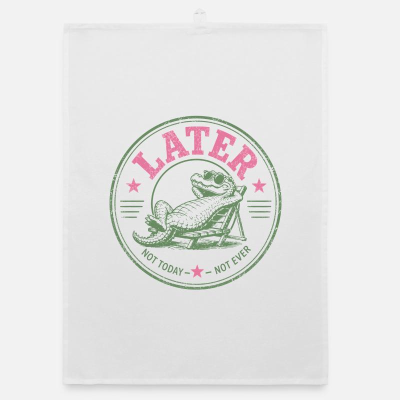 Procrastinator Crocodile Never Today Organic dish towel