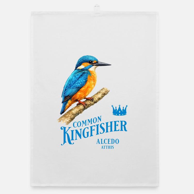 Conception de la nature des oiseaux martin-pêcheurs - Torchon bio - blanc