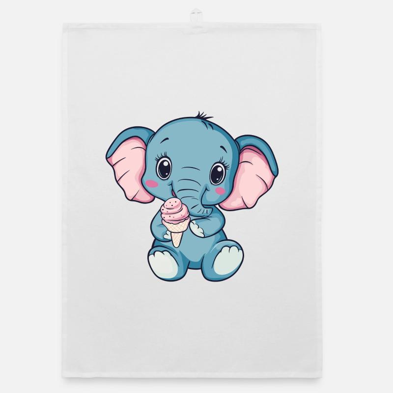Illustration de crème glacée éléphant câline Torchon bio