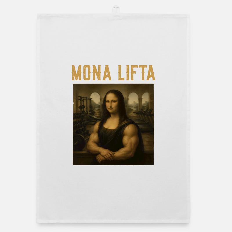 Mona Lifta Leonardo da Vinci Fun Weightlifting Organic dish towel