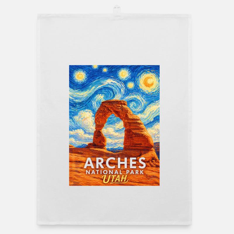 Arches Utah Starry Sky Rock Arch Organic dish towel
