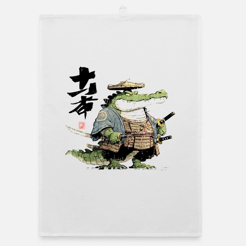 Alligator-Samurai-Duellant Organic Geschirrtuch