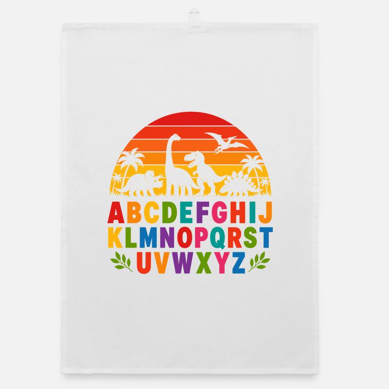Regenbogen-Dino-Alphabet Organic Geschirrtuch