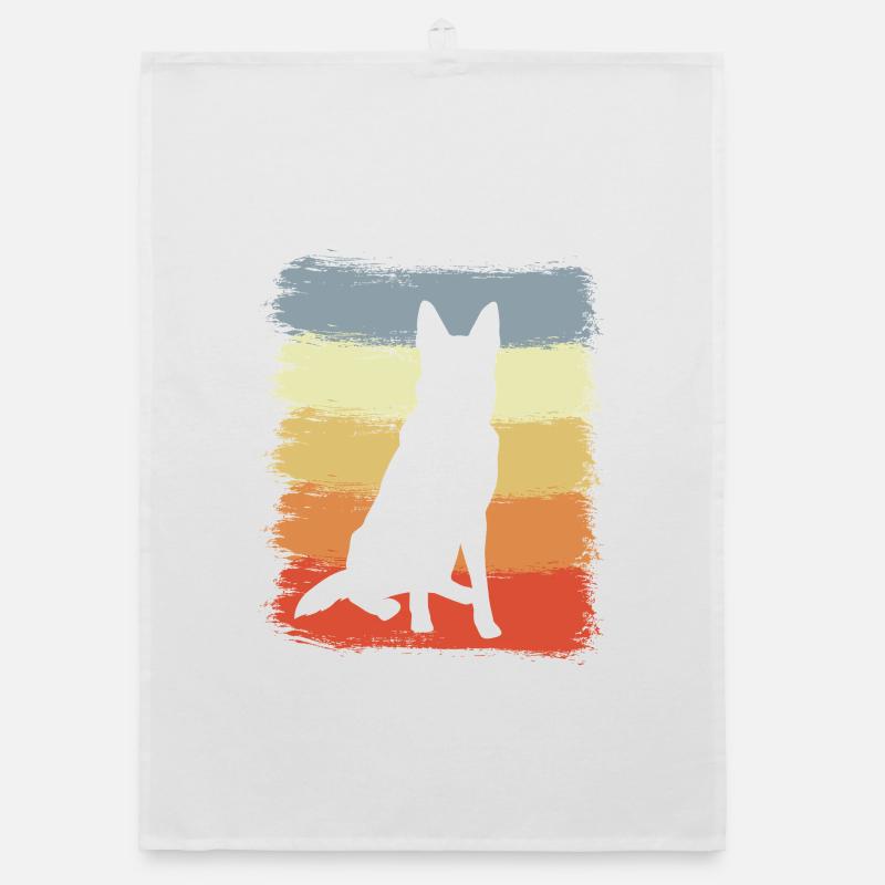 Retro German Shepherd Organic dish towel