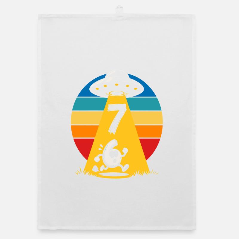 Rainbow UFO Abduction Cartoon 6 7 Meme Organic dish towel