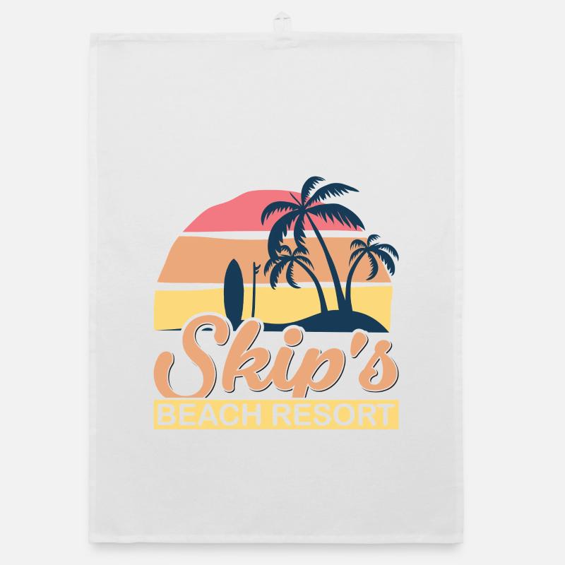 Skip's Beach Resort Tropical Summer Vacation Organic dish towel