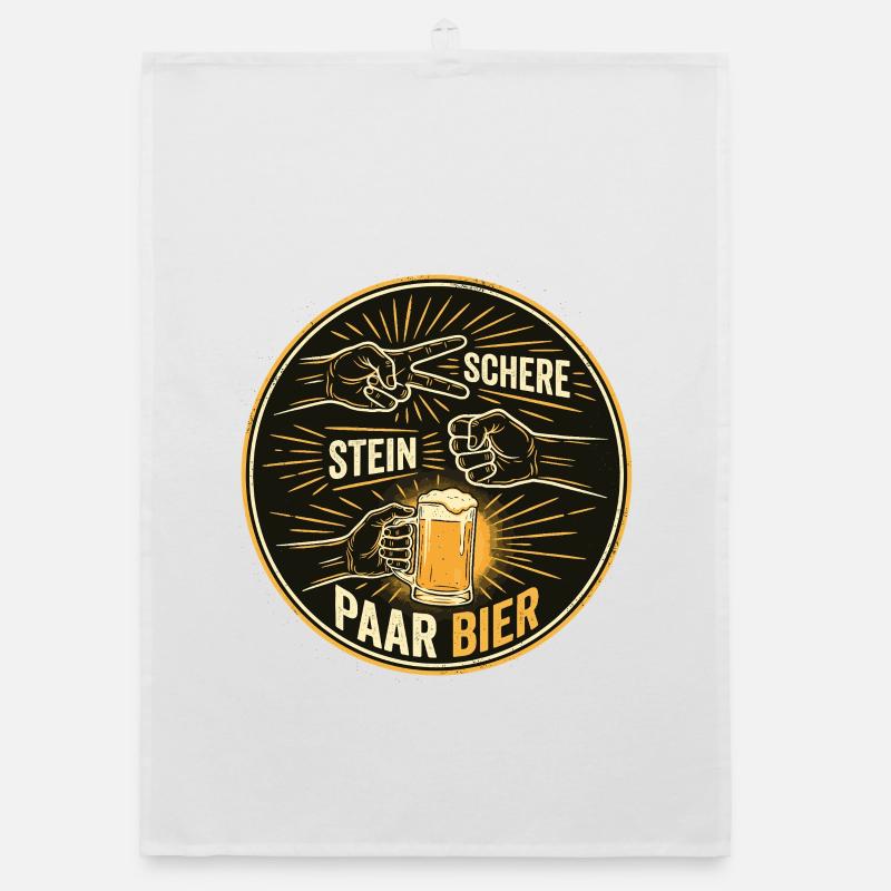 Schere Stein Bier German Beer Drinking Game  Organic Geschirrtuch