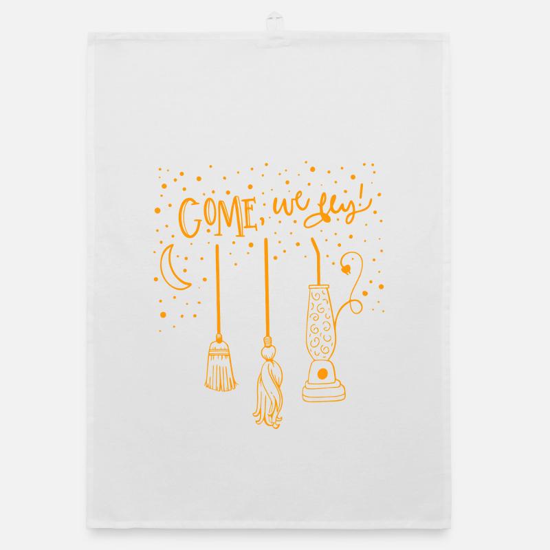 Luminous Witch Lanterns at Night Organic dish towel