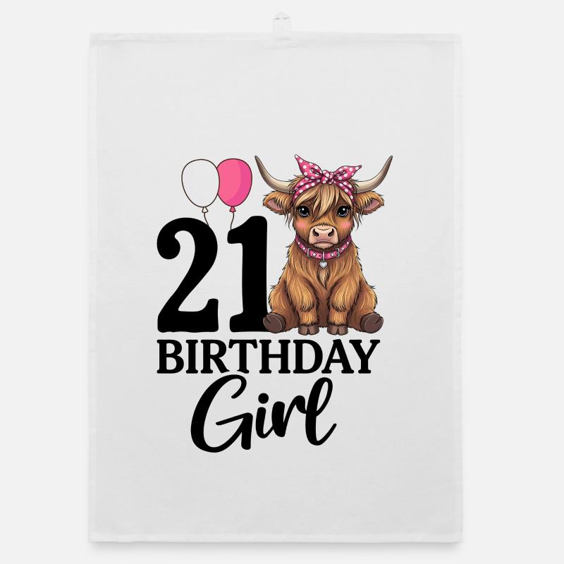 Fille d’anniversaire de 21 ans Torchon bio
