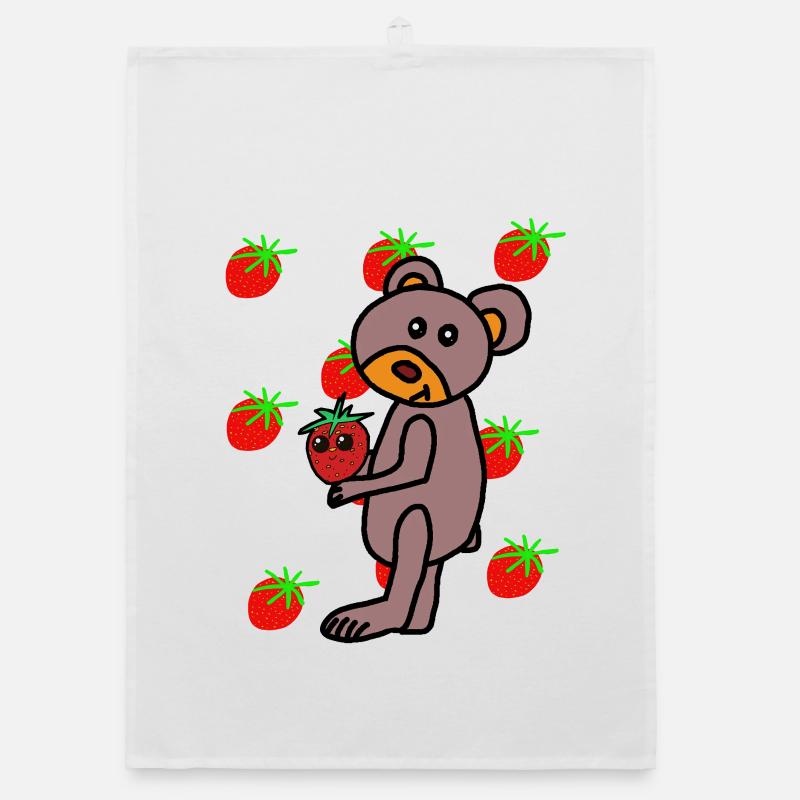 Teddy Teddybär Erdbeere Erdbeeren Kind Organic Geschirrtuch