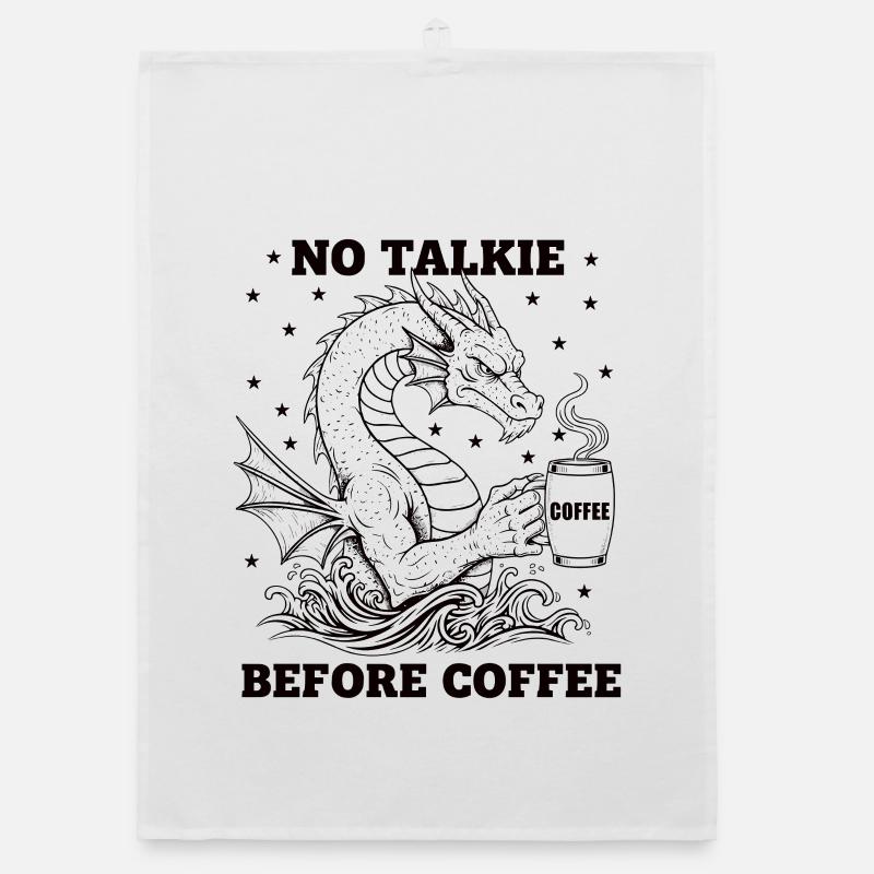 No Conversation Before Coffee Lover Dragon Organic dish towel