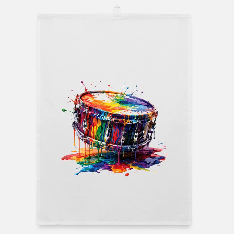 Snare drum with dripping paint Organic dish towel