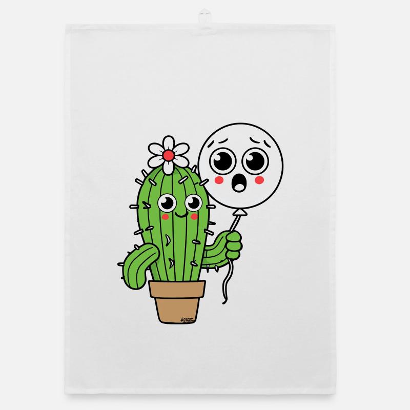 Cactus Buddy and Balloon Ghost Organic dish towel