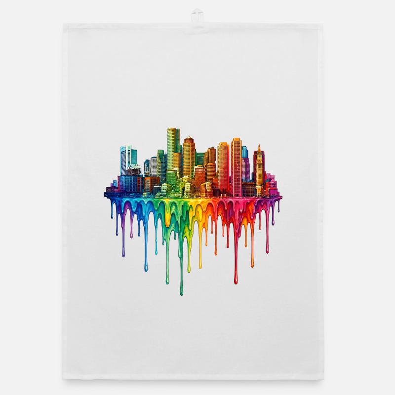 Boston Massachusetts Dripping Paint Organic dish towel