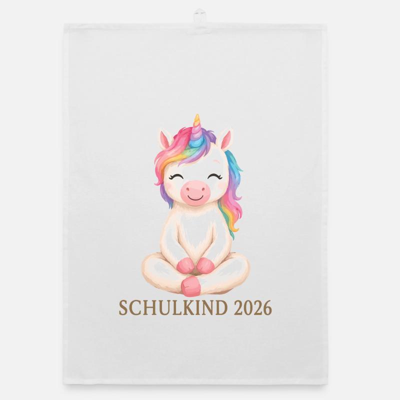 Schulkind 2026 Einhorn Shirt Organic Geschirrtuch