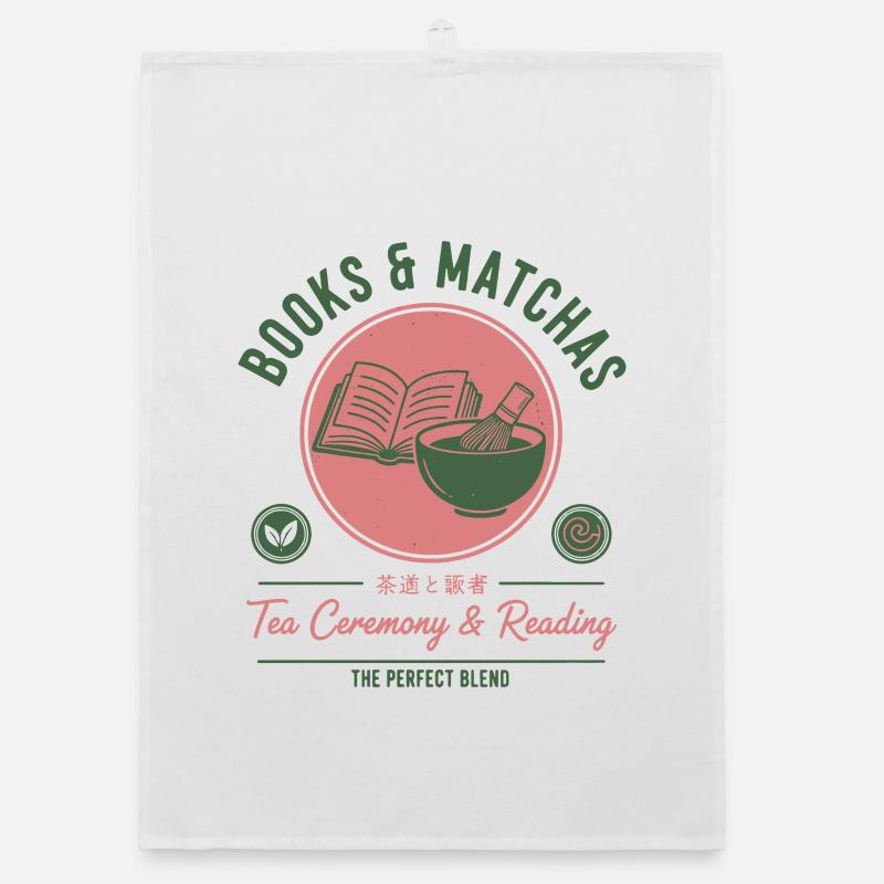 Books And Matchas Tea Ceremony And Reading Matcha Organic dish towel
