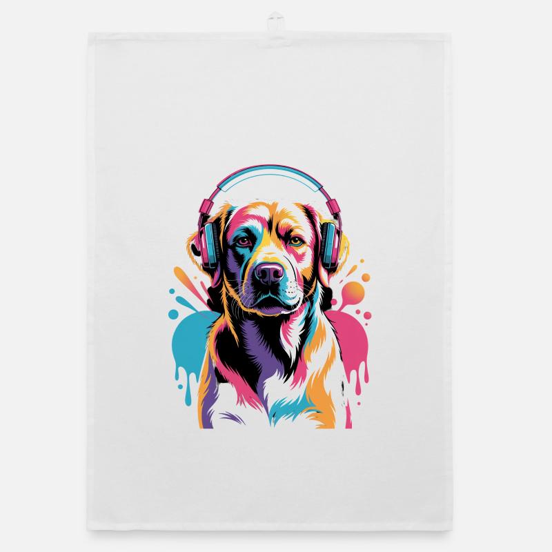 Labrador avec casque Torchon bio