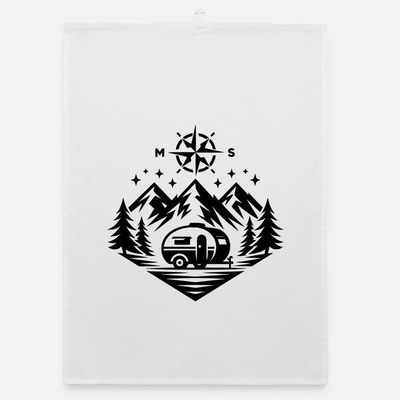Camping Kompass Berge Organic Geschirrtuch