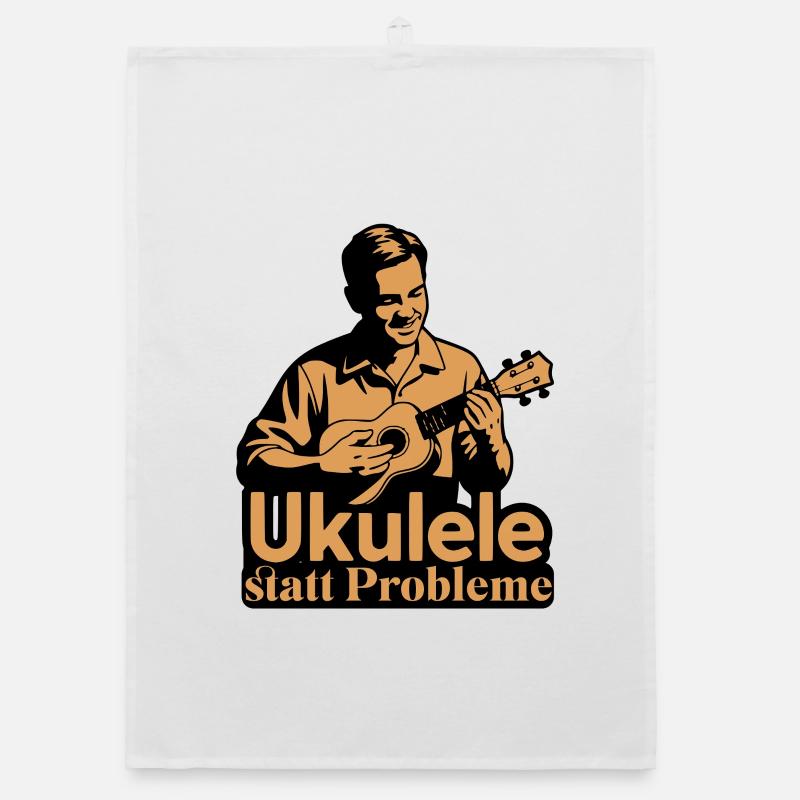 Ukulele Instead of Problems Funny Ukulele Saying Organic dish towel