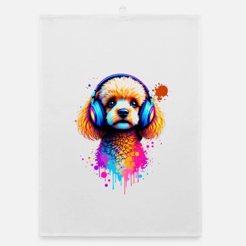 Caniche avec un casque Torchon bio