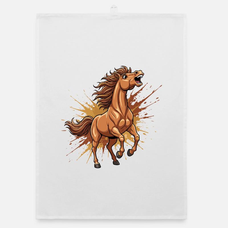 Cheval sauvage dans un flot de couleurs Torchon bio