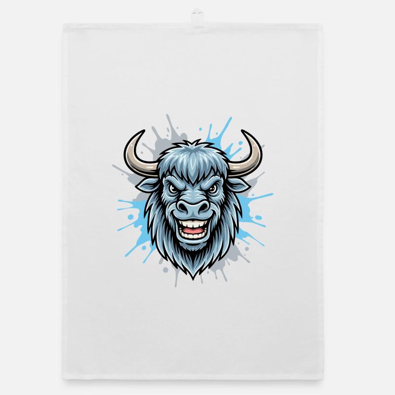 Éclaboussure de tête de bison bleu Torchon bio