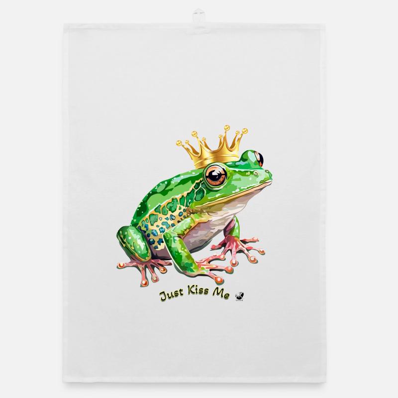 Frosch mit eine Krone Abbildung mit Inschrift Organic Geschirrtuch