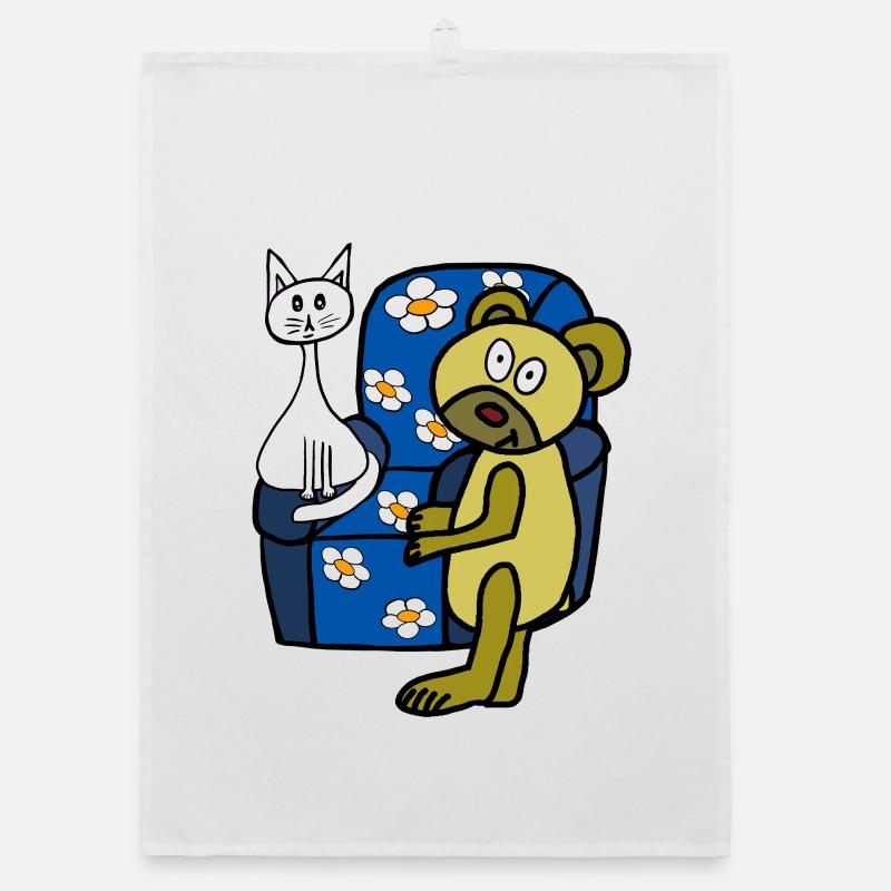 Teddy Teddybär Katze Katzen Kinder Kind Organic Geschirrtuch