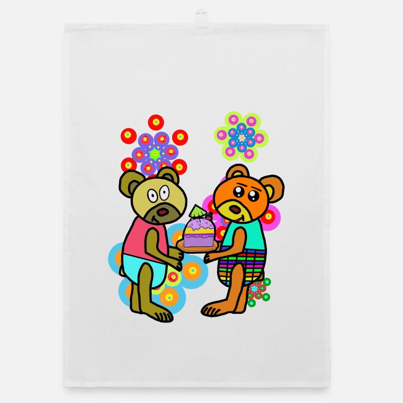 Retro Teddy Blumen Geburtstag Muttertag  Bär Organic Geschirrtuch
