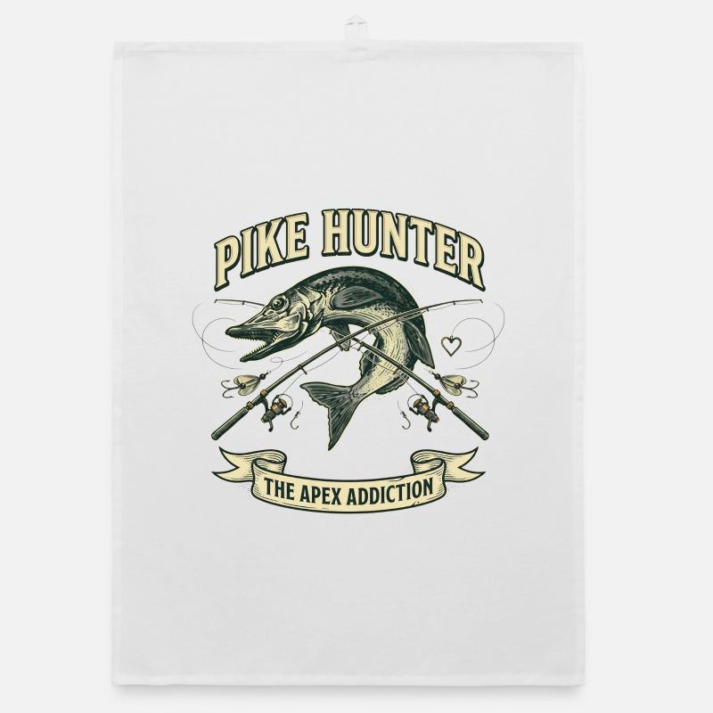 Pike Hunter Angler Predator Vintage Organic dish towel