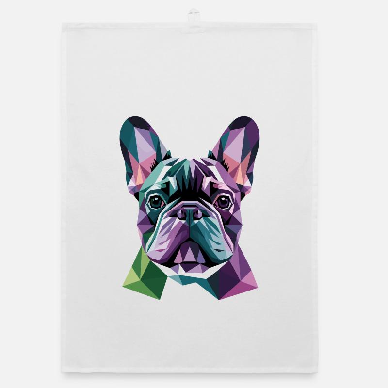 Bouledogue Français Low Poly Coloré Moderne Torchon bio