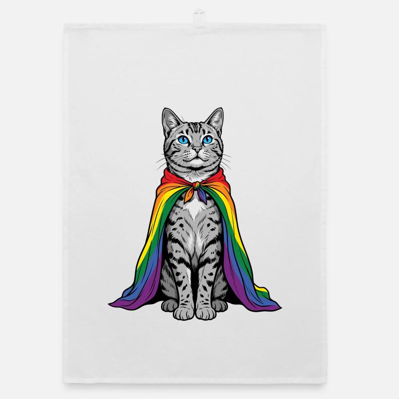 LGBTQ-Pride-Monat – Regenbogenkatze Organic Geschirrtuch